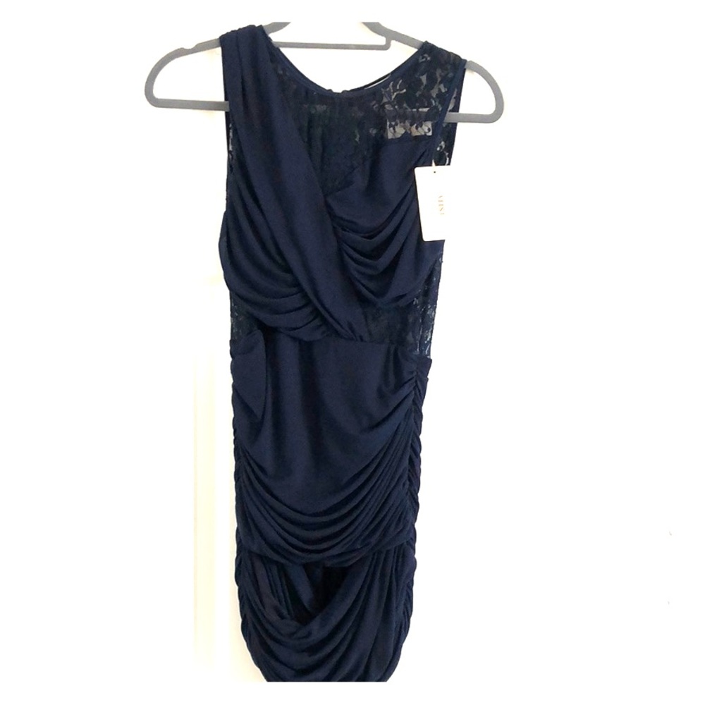 Navy mini dress with lace